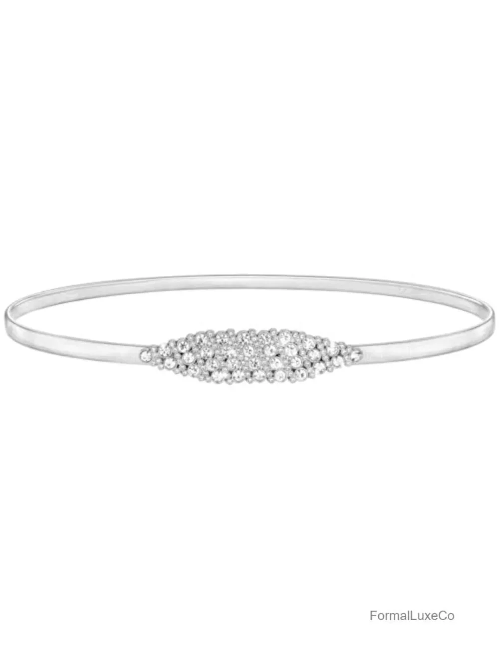 Skinny Metal Stretch Belt for Dresses Rhinestone Buckle